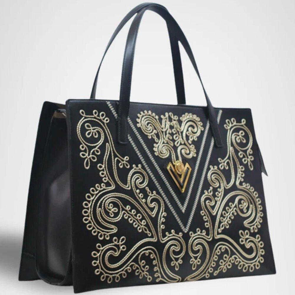 NWT ✅Valentino Orlandi Luxury Embroidered Leather Satchel Shoulder Bag✨ WOT
